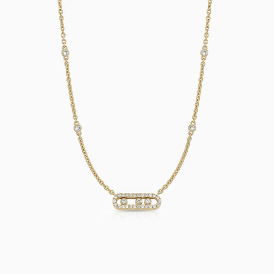 Sliding Lab Diamond Paperclip Pendant Necklace