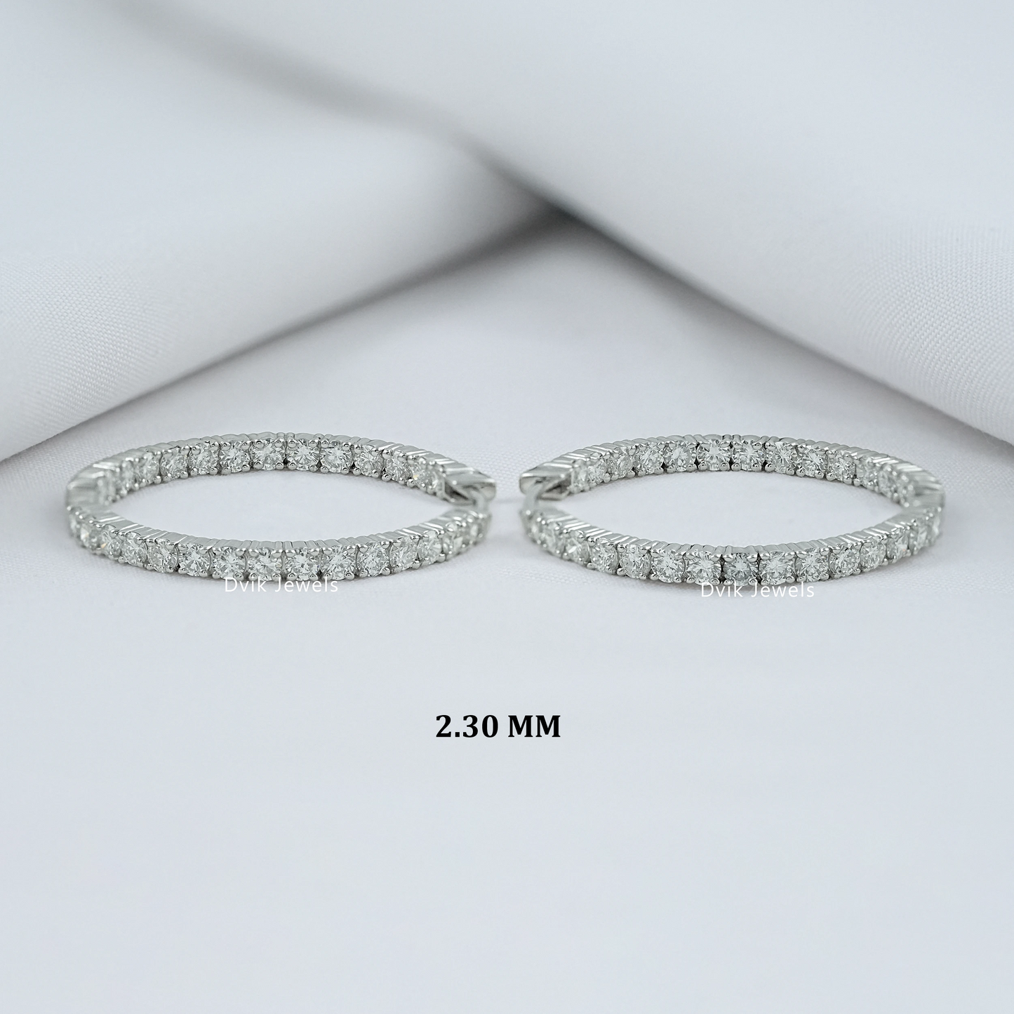 Round Diamond In-Out Dainty Hoop Earrings
