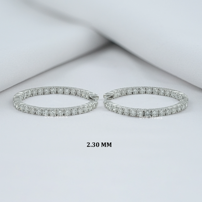 Round Diamond In-Out Dainty Hoop Earrings