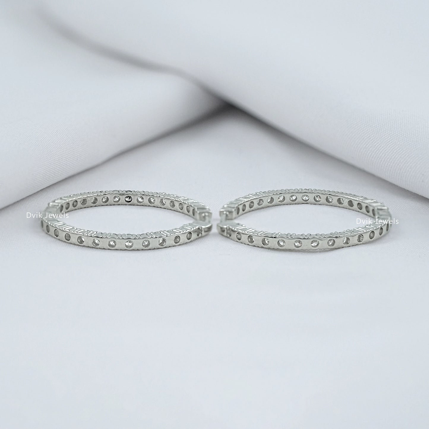 Round Diamond In-Out Dainty Hoop Earrings