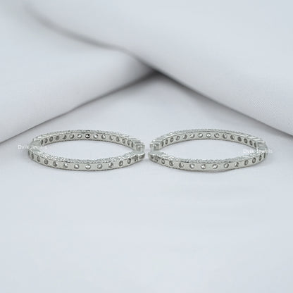 Round Diamond In-Out Dainty Hoop Earrings