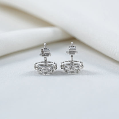 Oval Cut Lab Diamond Halo Stud Earrings