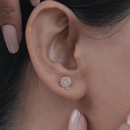Round Cut Lab Diamond Pave Set Stud Earrings