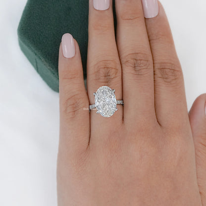 7 CT Oval Cut Lab Diamond Accent Set Ring