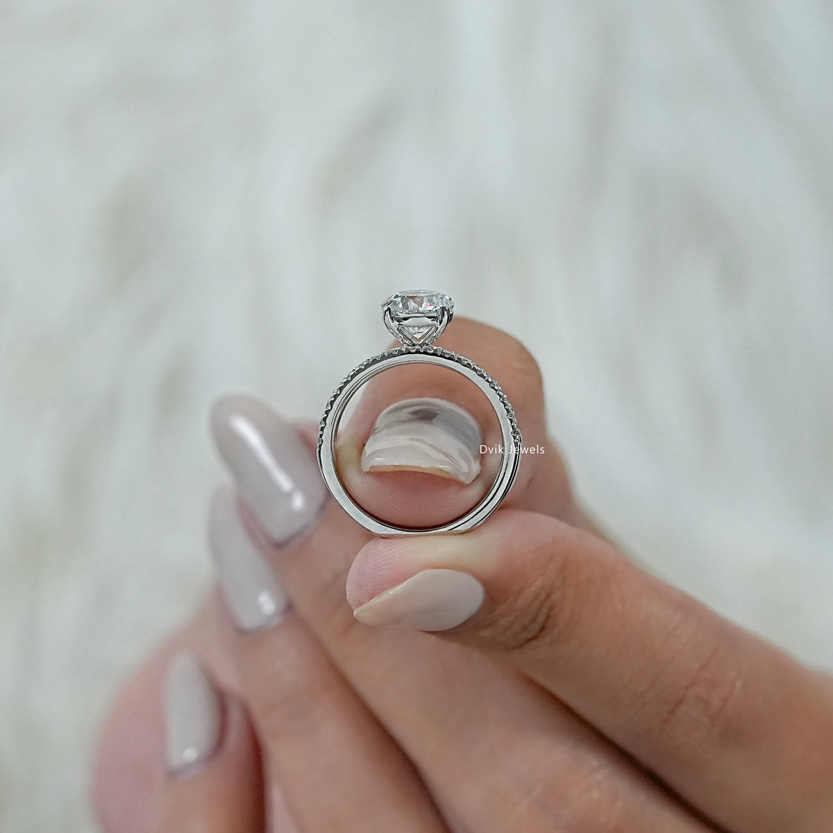 Round Diamond Solitaire Accent Bridal Ring Set Bridal Ring Set