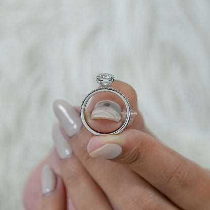 Round Diamond Solitaire Accent Bridal Ring Set Bridal Ring Set