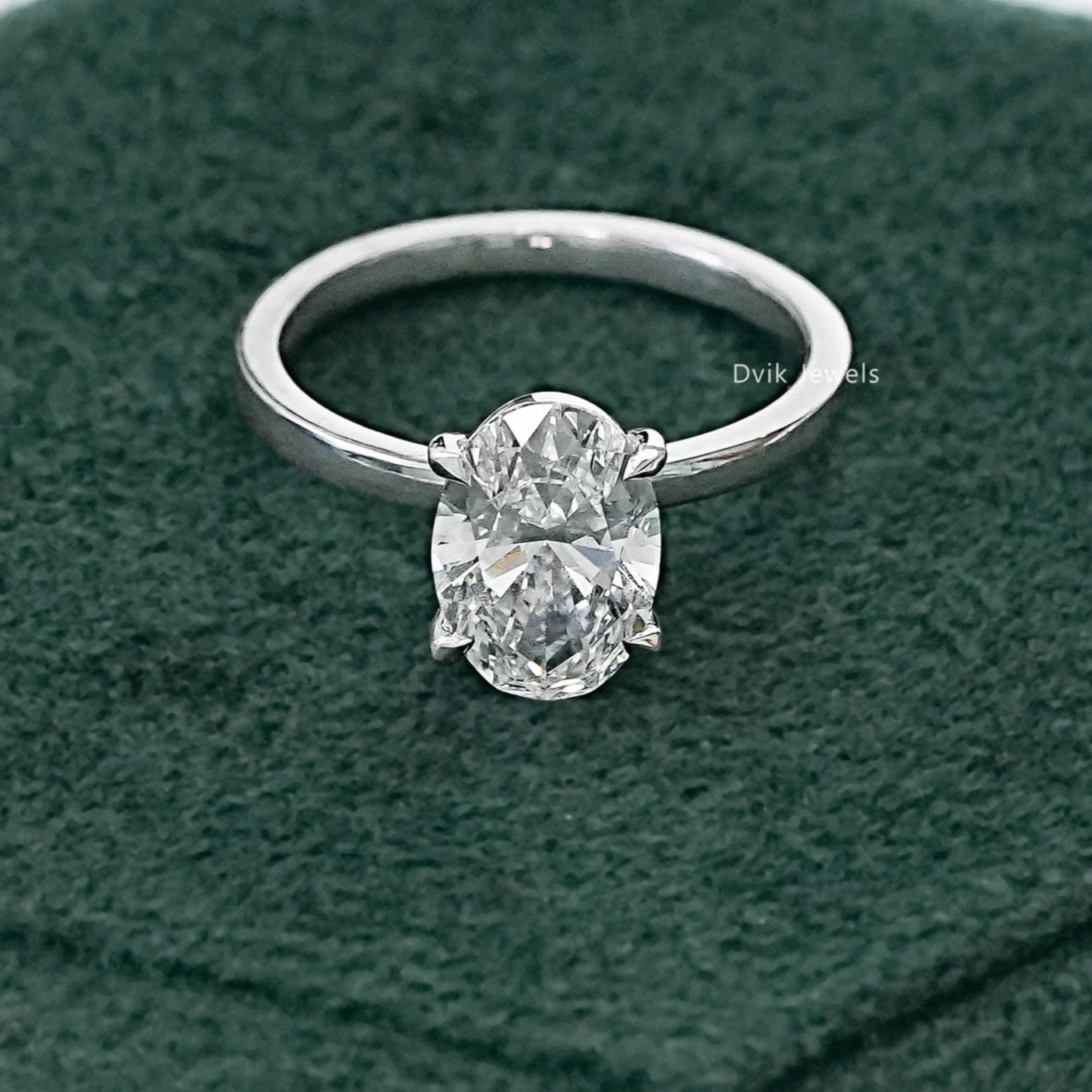 2 CT Oval Lab Diamond Solitaire Engagement Ring