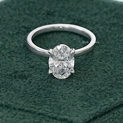 2 CT Oval Lab Diamond Solitaire Engagement Ring
