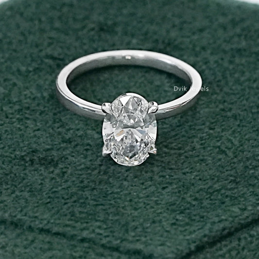 2 CT Oval Lab Diamond Solitaire Engagement Ring
