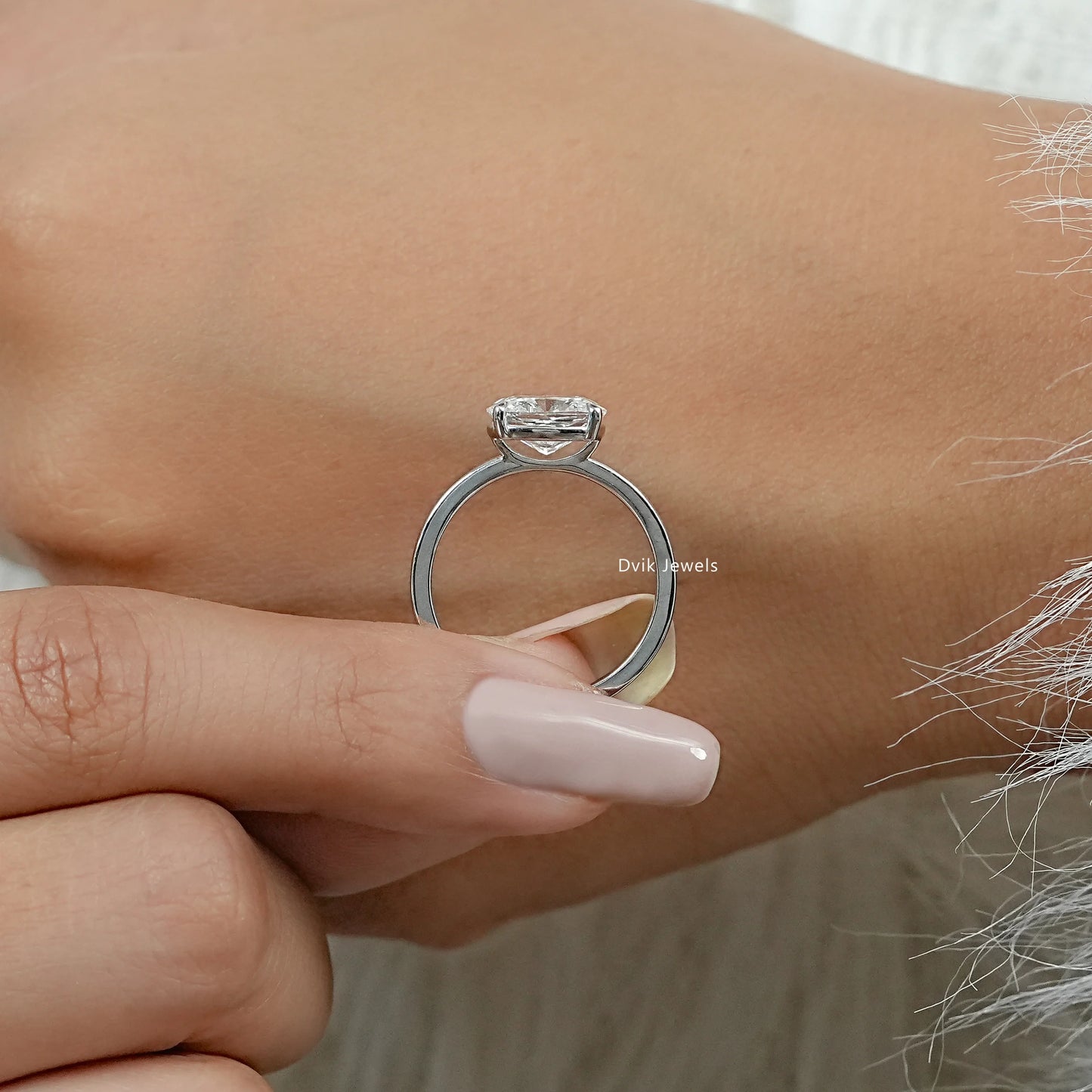 Solitaire East West Cushion Diamond Ring
