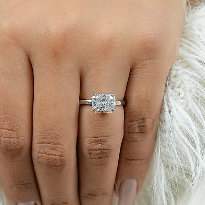 Solitaire East West Cushion Diamond Ring