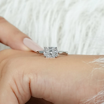 Solitaire East West Cushion Diamond Ring