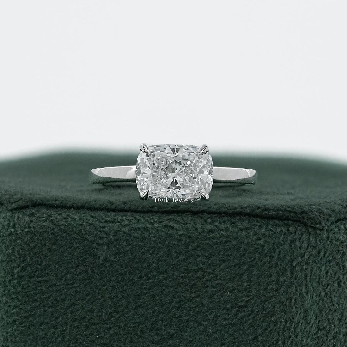 Solitaire East West Cushion Diamond Ring