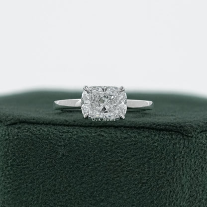 Solitaire East West Cushion Diamond Ring
