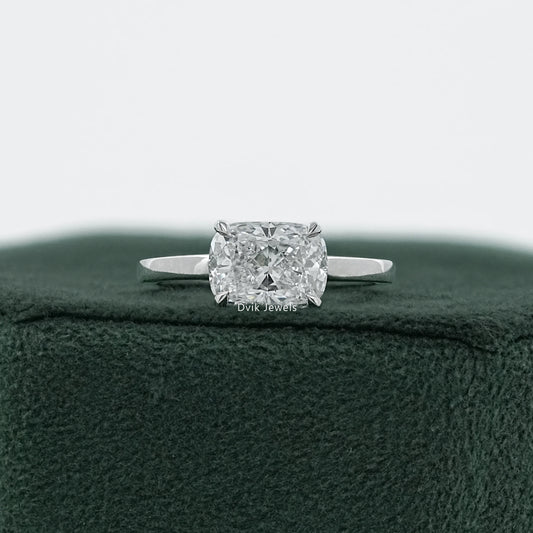 Solitaire East West Cushion Diamond Ring Ring