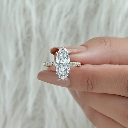 Moval Cut Lab Diamond Solitaire Accent Ring Ring
