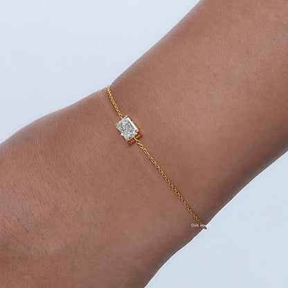 Lab Diamond Radiant Cut Solitaire Chain Bracelet