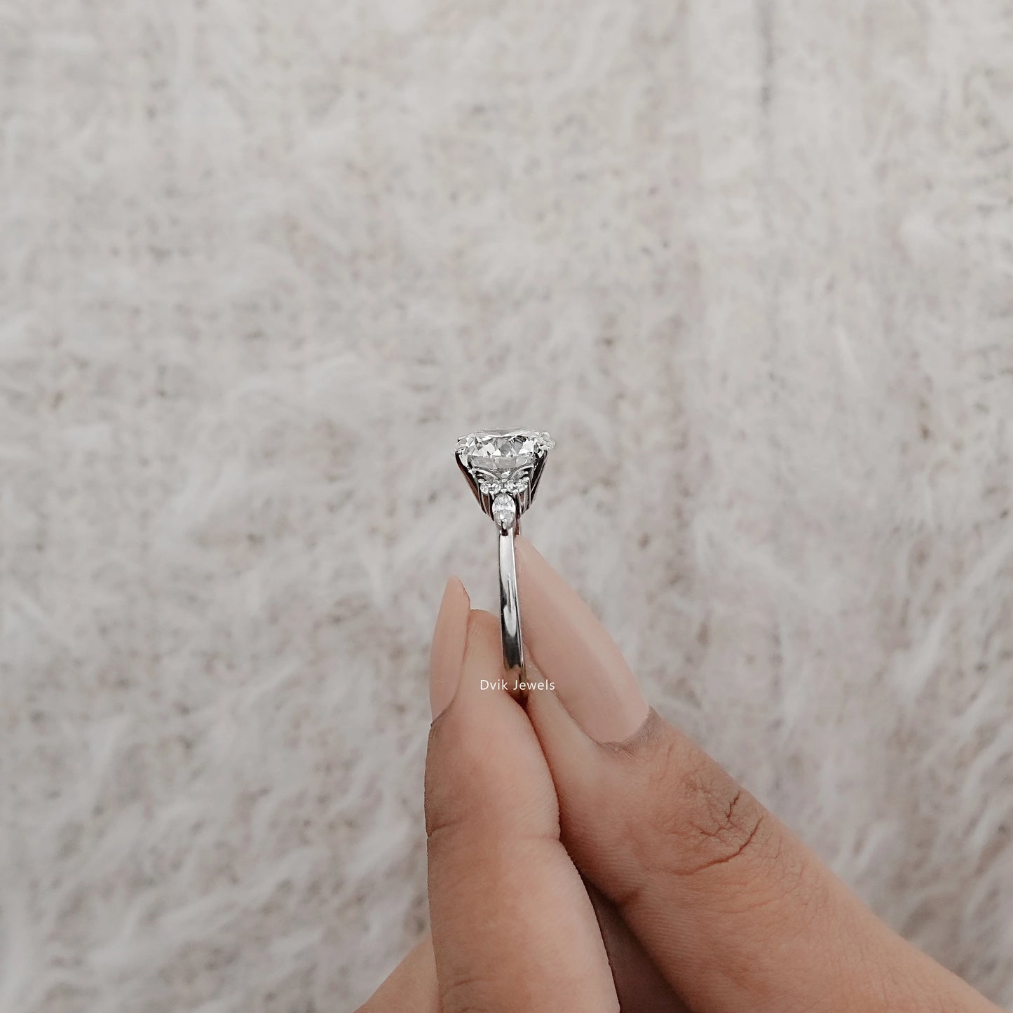 Classic Round Cut Center with Side Accent Engagement Ring
