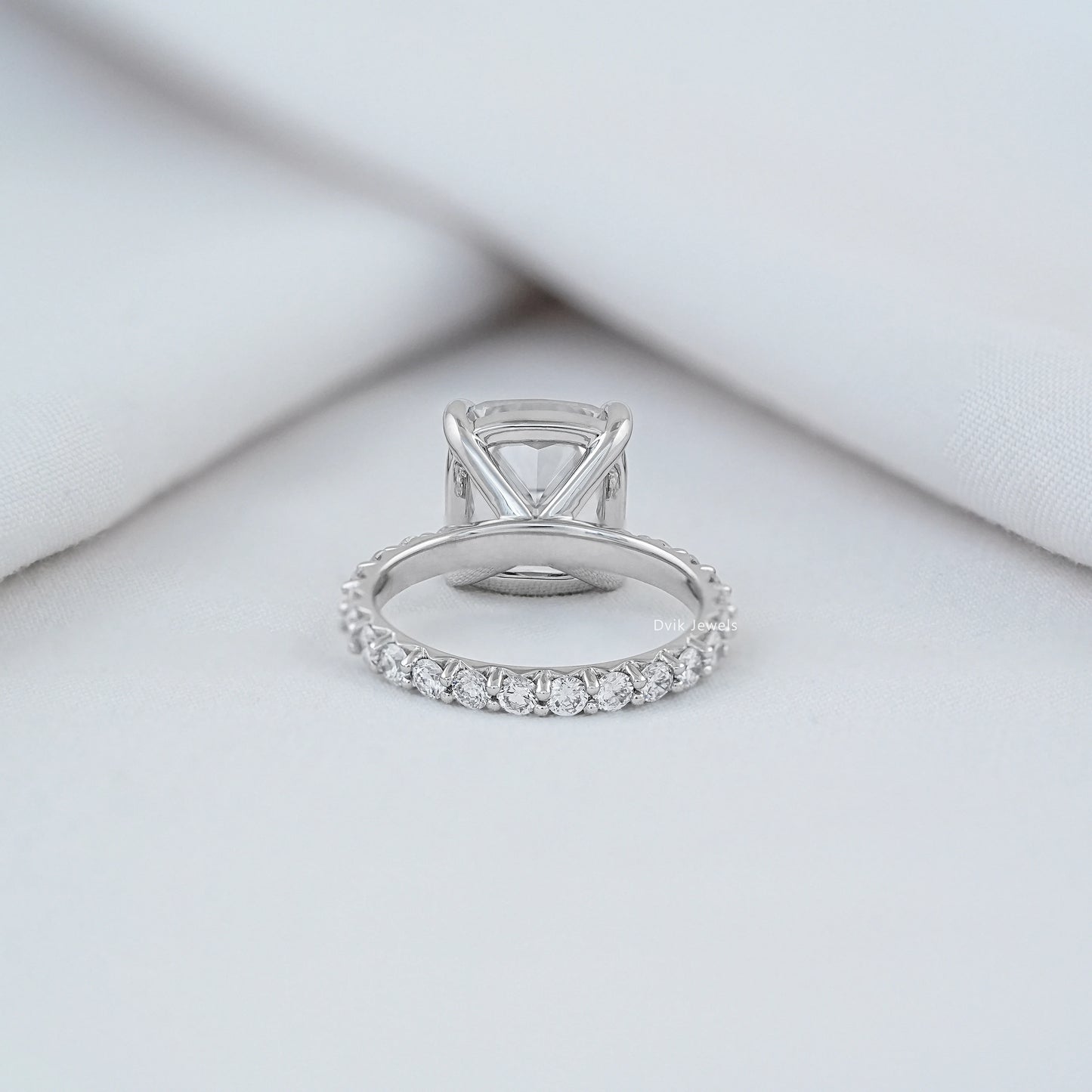 Solitaire Square Cushion Cut Accent Diamond Ring