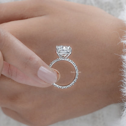 Solitaire Square Cushion Cut Accent Diamond Ring