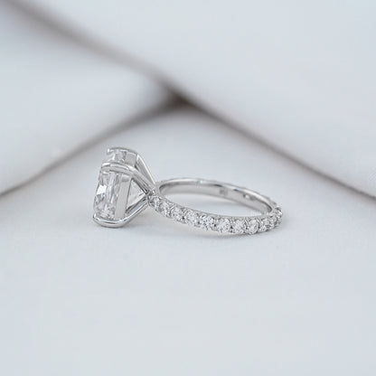 Solitaire Square Cushion Cut Accent Diamond Ring