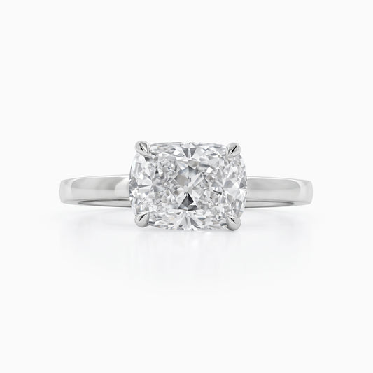 Solitaire East West Cushion Diamond Ring