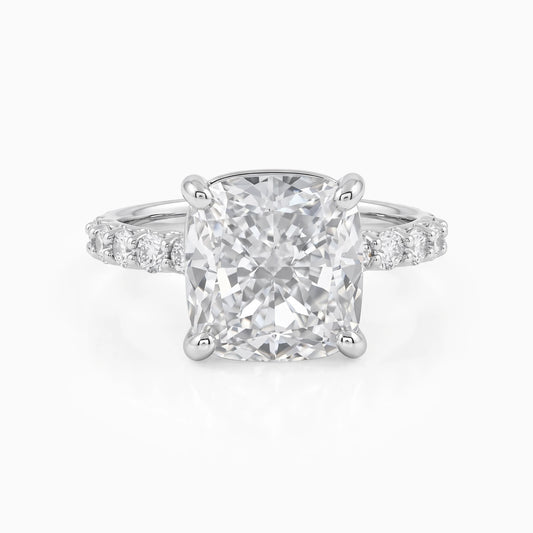 Solitaire Square Cushion Cut Accent Diamond Ring Ring