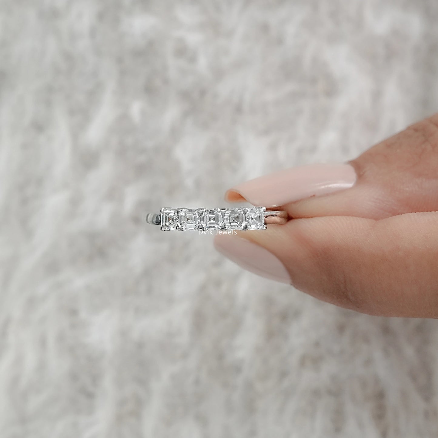 Five Stone Asscher Cut Lab Diamond Ring