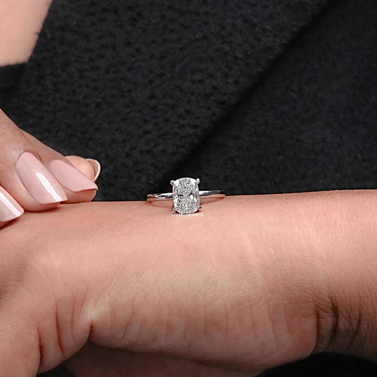 Elongated Cushion Cut Lab Grown Diamond Solitaire Ring