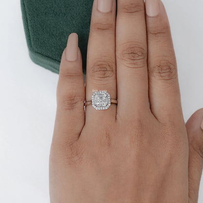 Asscher Cut Halo Diamond Engagement Ring