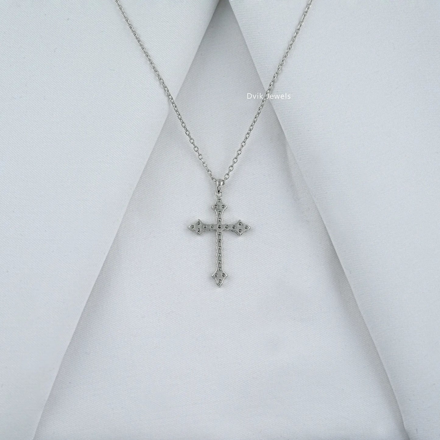 Pavé Lab Diamond Cross Pendant Necklace Pendant