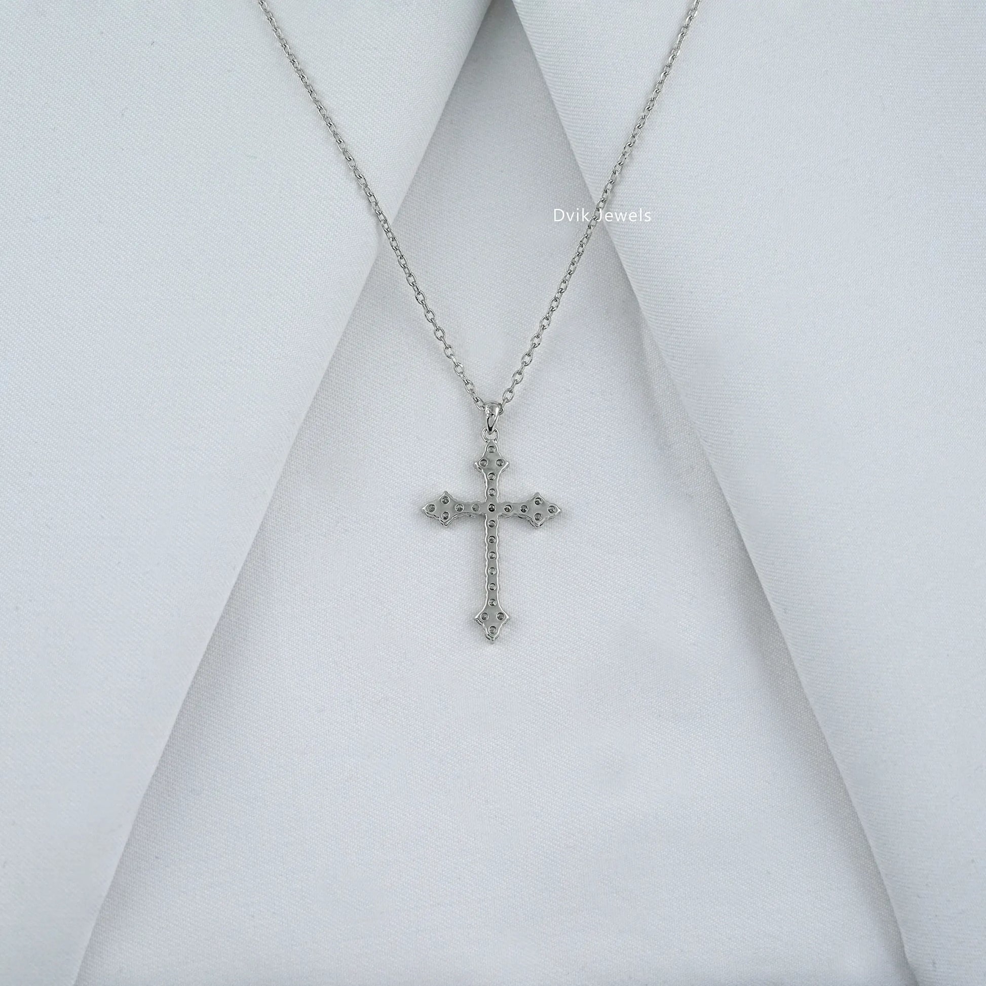 Pavé Lab Diamond Cross Pendant Necklace Pendant