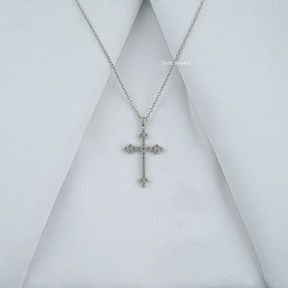 Pavé Lab Diamond Cross Pendant Necklace Pendant