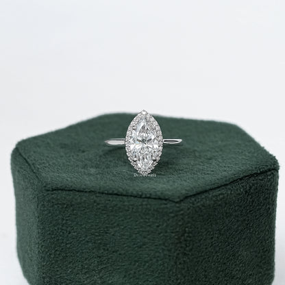 Classic Marquise Cut Halo Diamond Engagement Ring