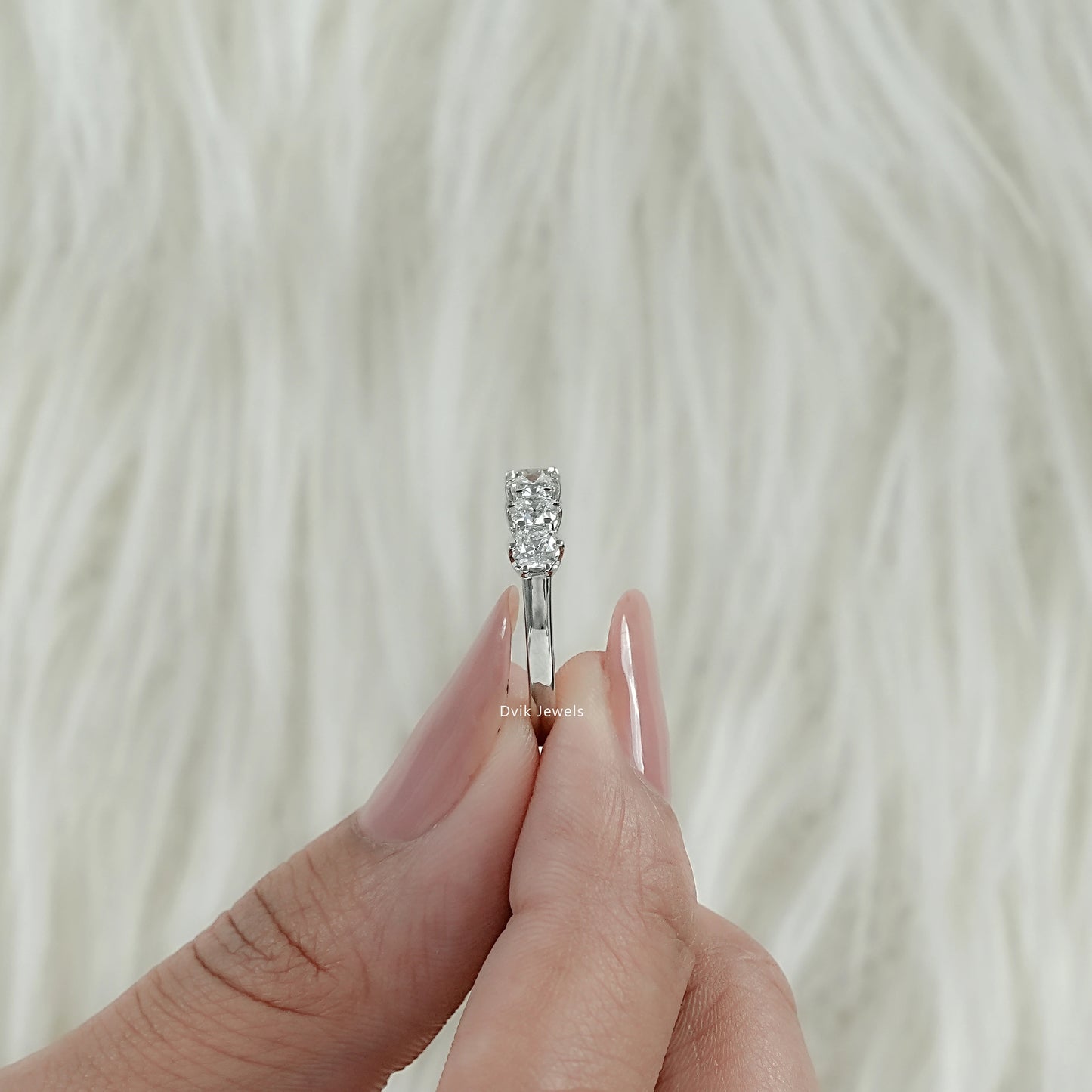 Old Mine Square Cushion Cut Seven Stone Lab Diamond Ring