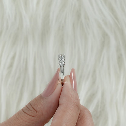 Old Mine Square Cushion Cut Seven Stone Lab Diamond Ring