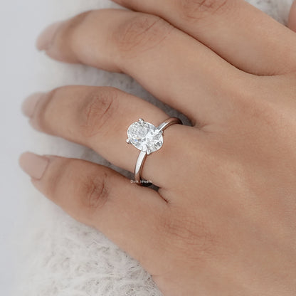 Oval Cut Lab Diamond Solitaire Engagement Ring