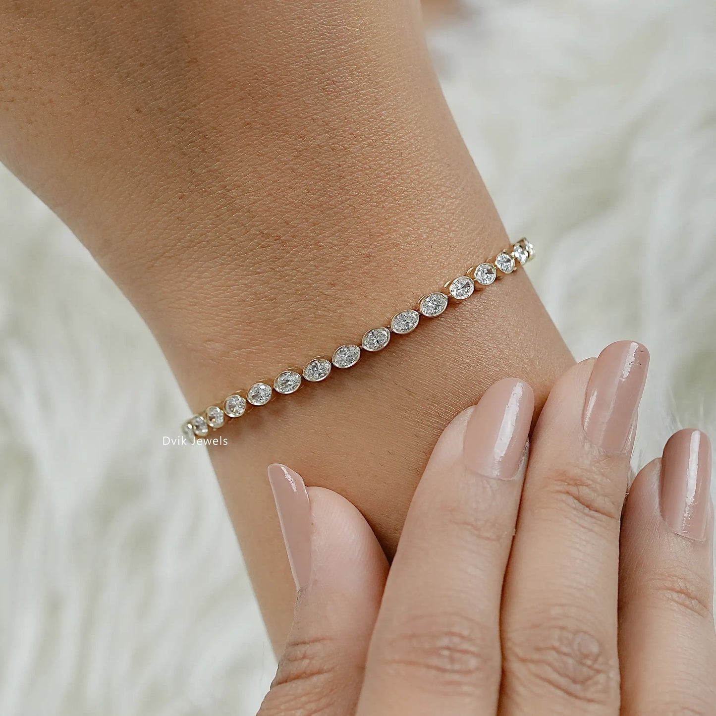 Oval Cut Diamond  Bezel Set Tennis Bracelet