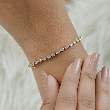 Oval Cut Diamond  Bezel Set Tennis Bracelet