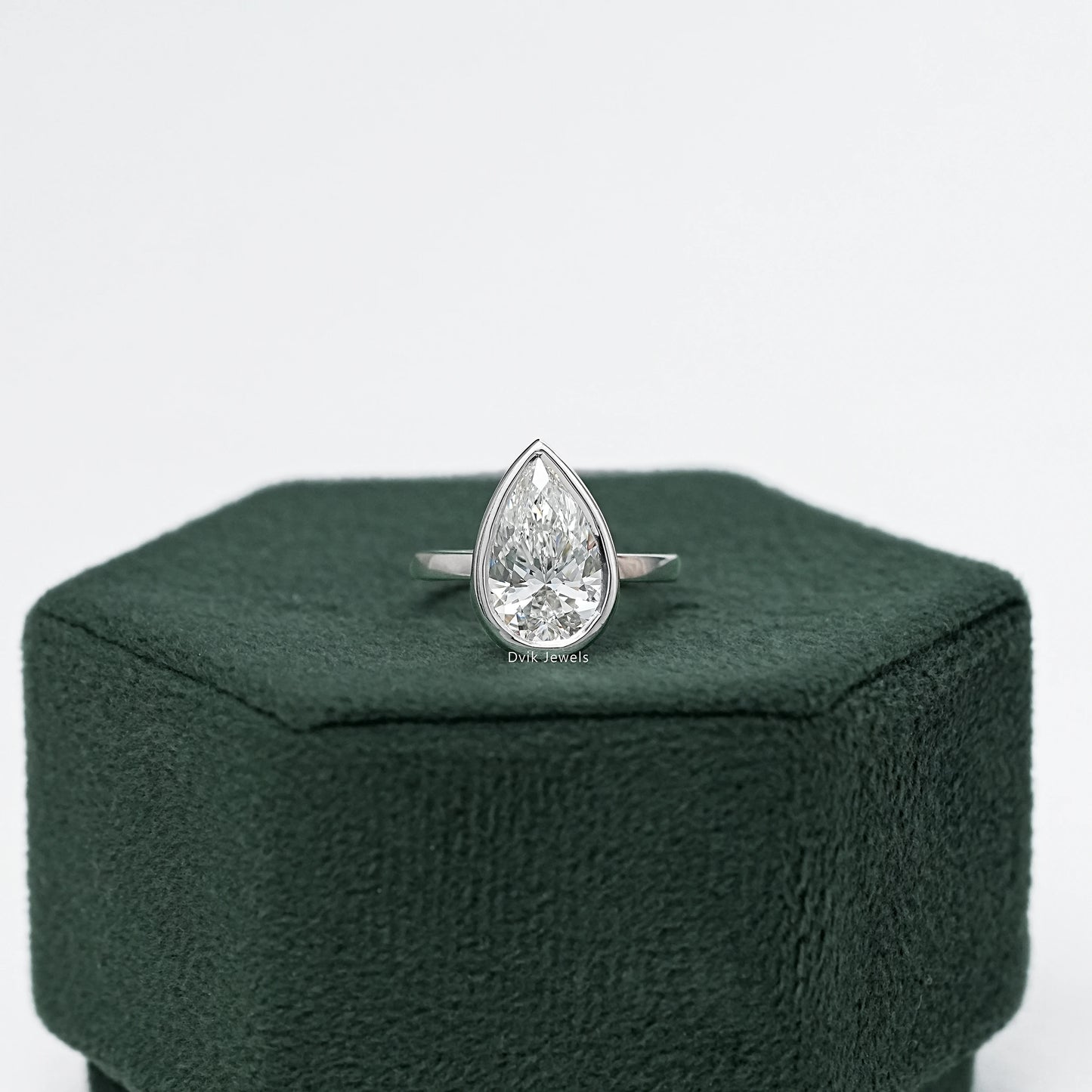 Bezel Set Pear Cut Diamond Ring