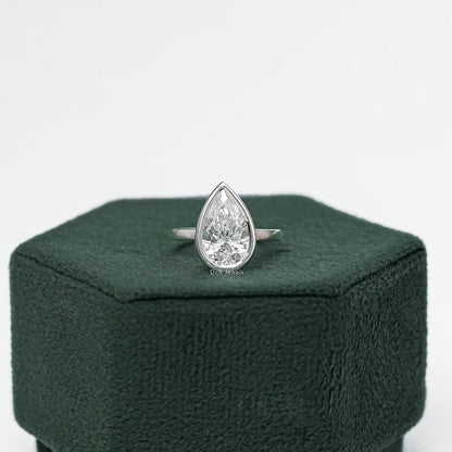 Bezel Set Pear Cut Diamond Ring