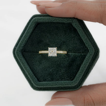 Princess Cut Lab Diamond Solitaire Accent Ring
