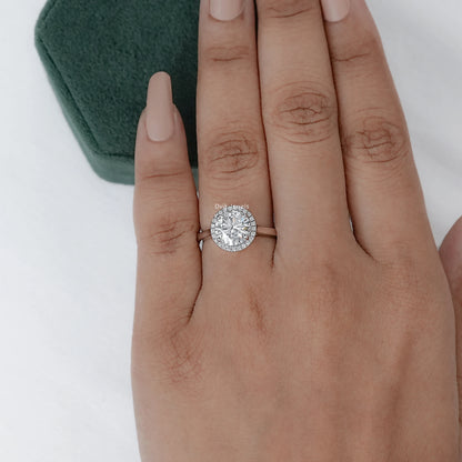 Brilliant Round-Cut Diamond Halo Solitaire Ring