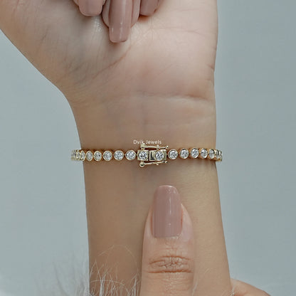 Bezel Set Round Lab Diamond Tennis Bracelet Bracelet