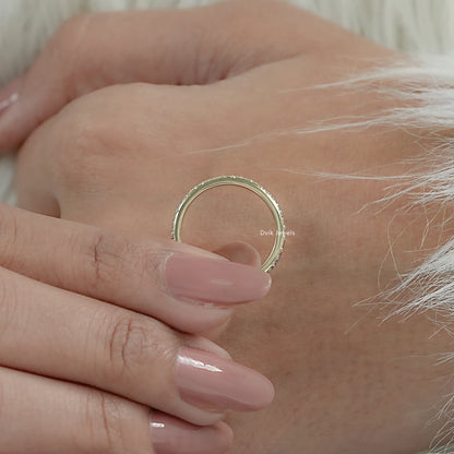 Round Cut Lab Diamond Double Row Eternity Band