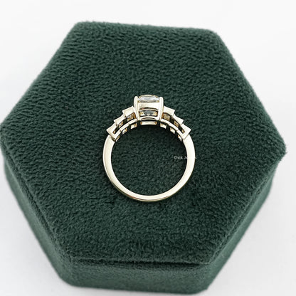 Square Old Mine Cushion Cut Lab Diamond Five Stone Ring