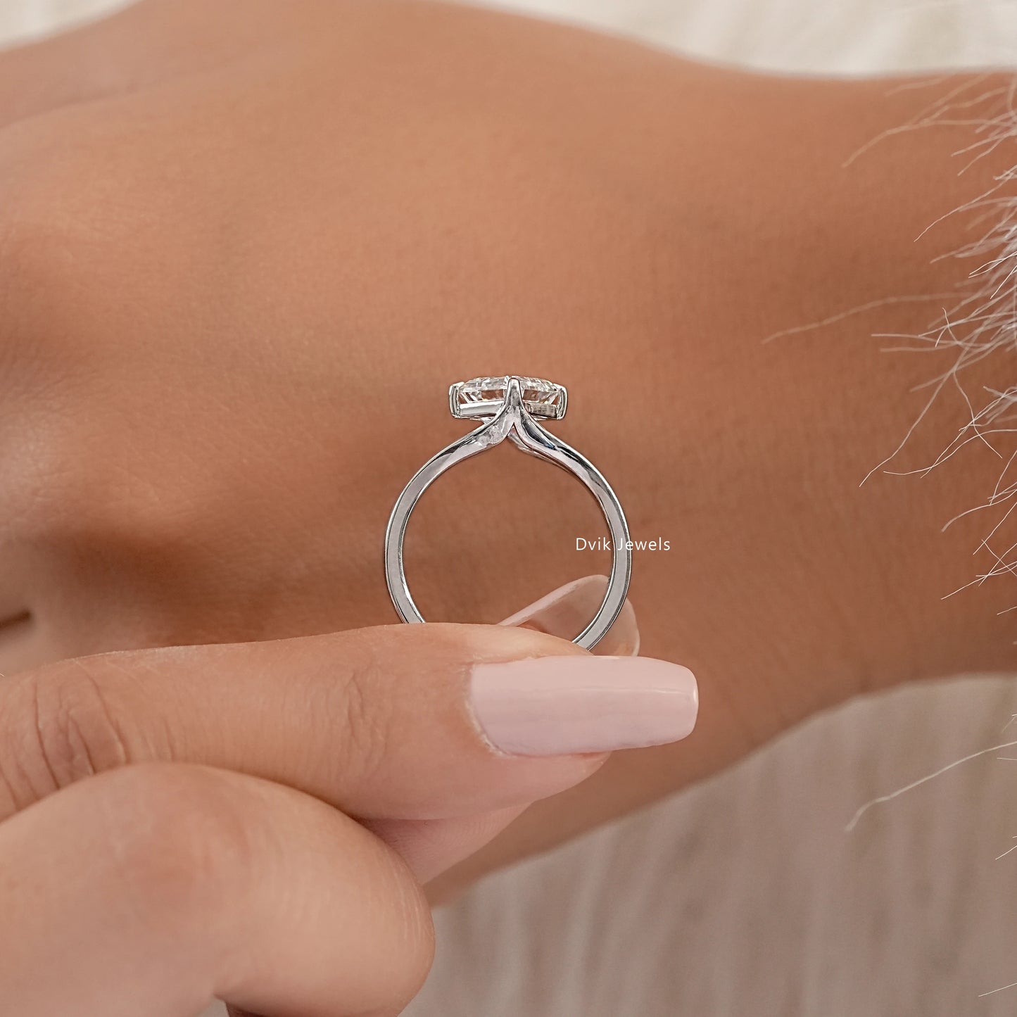 Asscher Lab Diamond Split Solitaire Ring