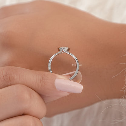 Split Marquise Lab Diamond Half Bezel Ring