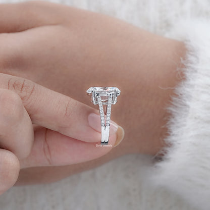 6 CT Oval Cut Lab Diamond Split Shank Accent Ring