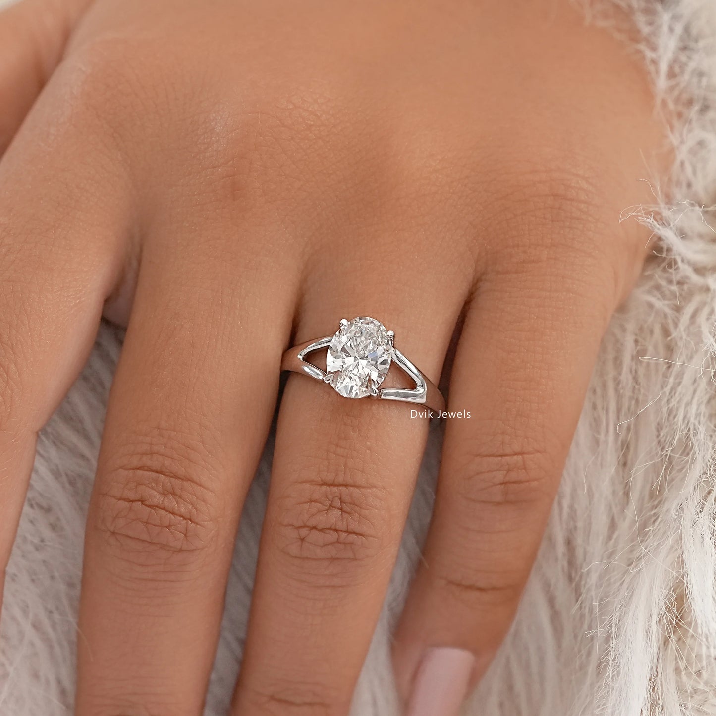 Split Shank Oval Diamond Solitaire Ring